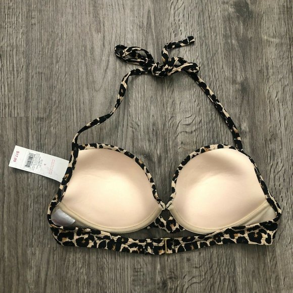 NWT Xhilaration Animal Leopard Print Padded Underwire Bikini Swim Top Size Small - Picture 2 of 3